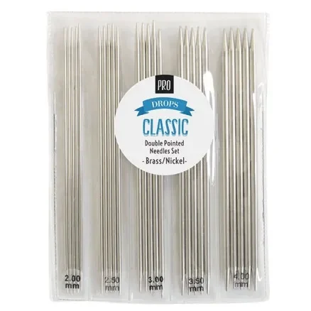 Drops Pro Classic Strumpstickset 15cm Mässing 2-4mm 5 storlekar Rabatter