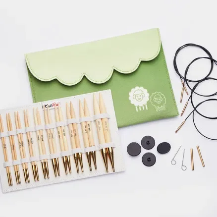 KnitPro Bamboo Ändstickor-set Bambu 60-80-100 cm 3-10 mm 10 storlekar – Deluxe Fynd