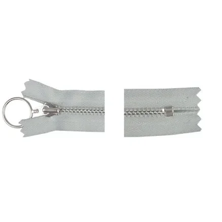 YKK Dragkedja/Blixtlås Aluminium Fast m/Ring 20cm 4mm Ljusgrå Köp online