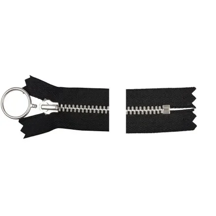 YKK Dragkedja/Blixtlås Aluminium Fast m/Ring 20cm 4mm Svart I lager