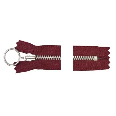 Nedsatt pris YKK Dragkedja/Blixtlås/Dragkedja Aluminium Fast m/Ring 20cm 4mm Bordeaux