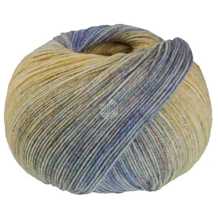 Lana Grossa Meilenweit 100 Merino Ekstrafine Shades Garn 7231 Vanilj/Gul/Turkos/Blå/Orange Nyhet