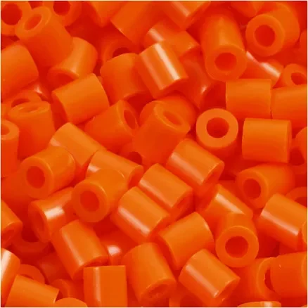 Rörpärlor, stl. 5x5 mm, Hålstl. 2,5 mm, medium, orange klar (32233), 1100 st./ 1 förp. Populär
