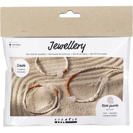 Mini DIY Kit Jewellery, Halsband och armband i rosenkvarts, 1 frp. Billig