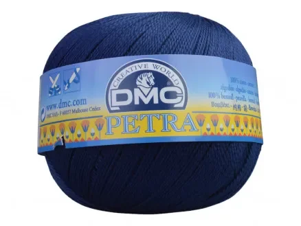 DMC Petra nr. 8 Virkgarn Unicolor 5823 Marinblå Trygg betalning