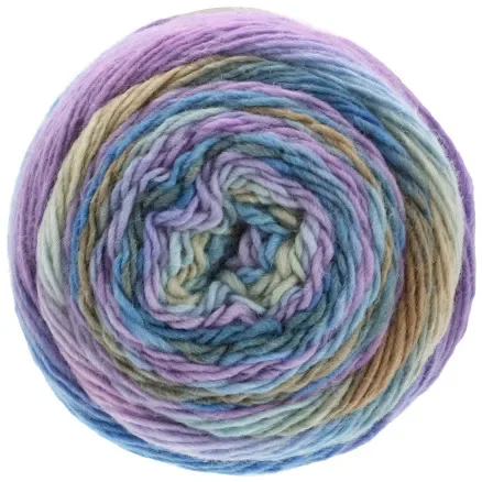 Lana Grossa Garn Meilenweit 100 Colour Mix 8002 Gråbrun/Cornflowery/Lila/Pastellblå Rabatt