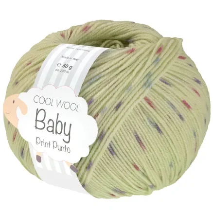 Rabatt Lana Grossa Cool Wool baby Garn Print 372 Ljusgrön/Ljusblå/Orange/Lila