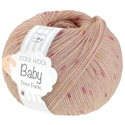 Rabatter Lana Grossa Cool Wool Baby Garn Print Punto 370 Rosa/Rosa/Gul