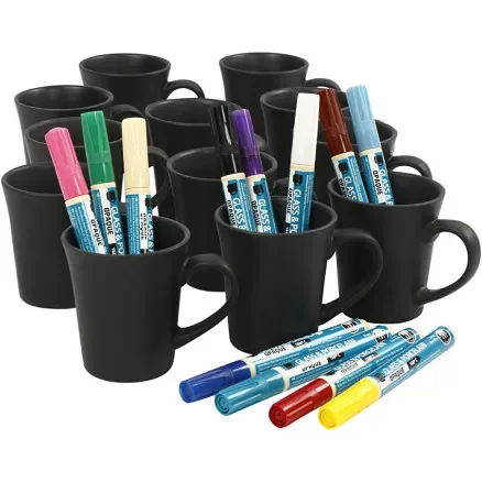 Grupp DIY Kit Måla svarta muggar, mixade färger, 36 st., 1 set Kampanjpris