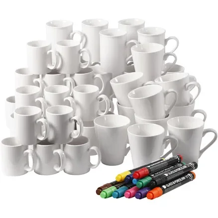 Grupp DIY Kit Måla vita muggar, H: 7-10 cm, vit, 1 set Billigare