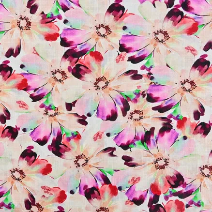 Lin/Viskos Jersey Tyg 1837 Blommor – 50cm Trygg betalning