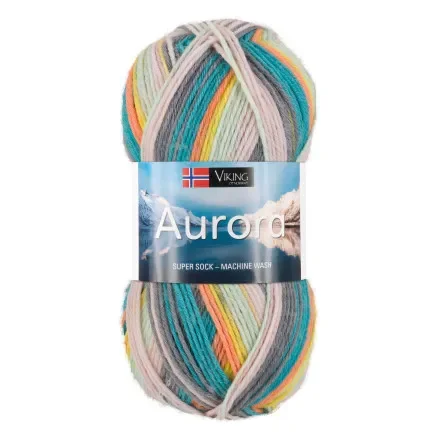 Trygg betalning Viking Garn Aurora 621 Multi Petrol/ Orange/ Rosa