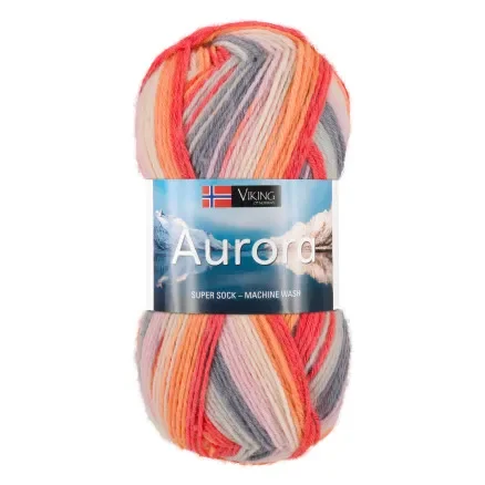 Erbjudandepris Viking Garn Aurora 653 Multi Orange/ Rosa