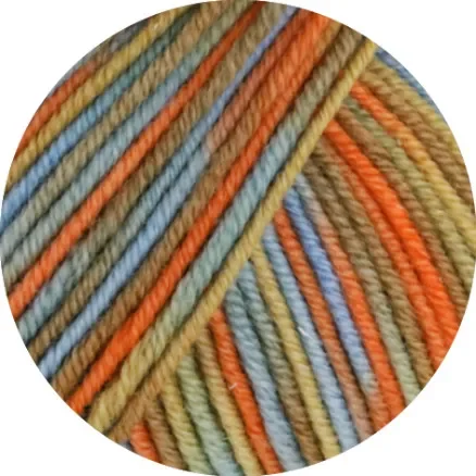Lana Grossa Garn Cool Wool 834 Orange/Oak/Nougat/South Green/Grey Blue Begränsat erbjudande