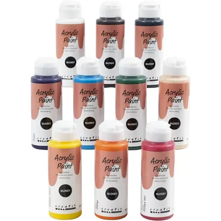 Snabb leverans Akrylfärg Blank, mixade färger, 10x120 ml/ 1 förp.