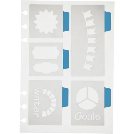 Stencil, 5 stora motiv, ark 12,5x17,5 cm, 1 ark Nyhet