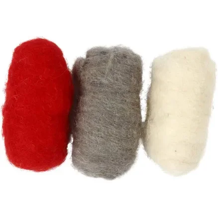 Kardad Ull, röd/vit harmoni, 3x10 g/ 1 förp. Trygg betalning