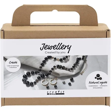 Mini DIY Kit Smycken, Halsband och örhängen, svart, vit, 1 förp. Lågt pris