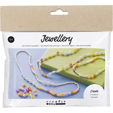 Mini DIY Kit Smycken, Halsband och armband, mixade färger, 1 förp. I lager