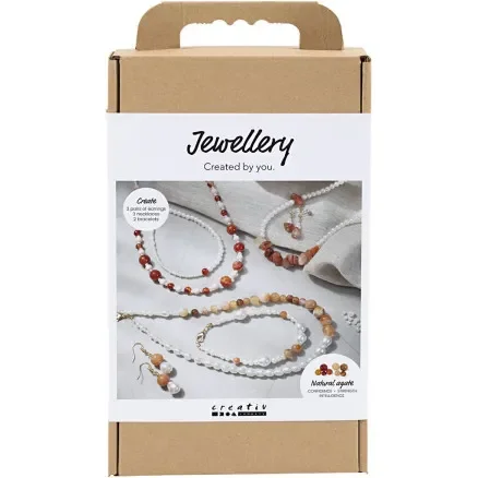 Billigare DIY Kit Smycken, beige, bränd orange, vit, pärlemor, 1 förp.
