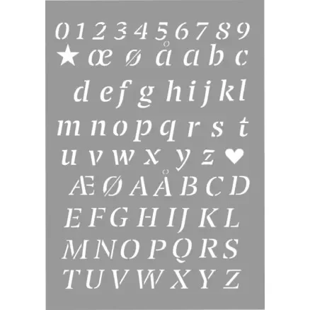 Stenciler/Schablon Alfabet och siffror – 15 x 21 cm Fynd
