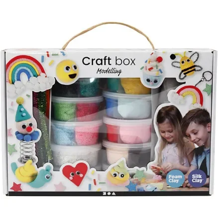 Foam Clay® och Silk Clay® i temaask, mixade färger, 1 set Rea