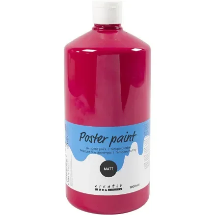 Temperafärg Matt, primärröd, 1000 ml/ 1 flaska Populär