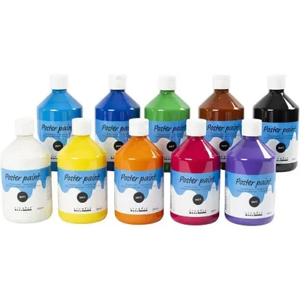 Temperafärg Matt, mixade färger, 10x500 ml/ 1 förp. Sista chansen
