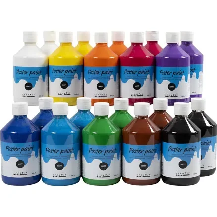 Billig Temperafärg Matt, mixade färger, 20x500 ml/ 1 förp.