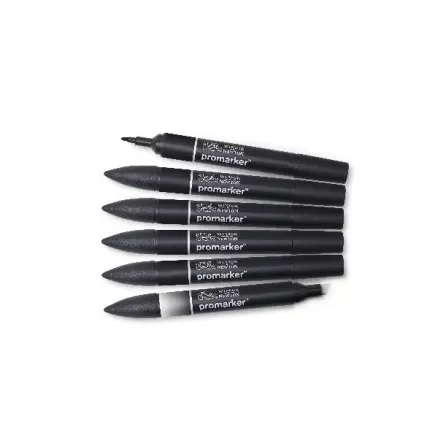 Promarker set 6st (5st Black+1st Blender) Rea