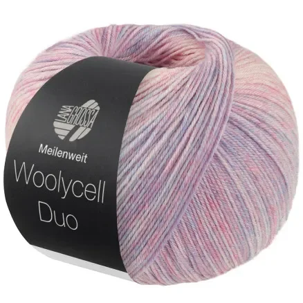 Beställ idag Lana Grossa Meilenweit 100 Woolycell Duo Garn 6003 Blå / Rosa / Kräm