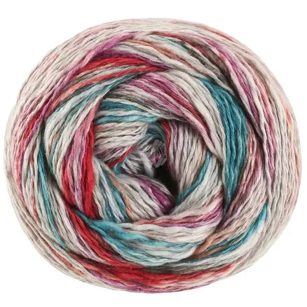 Lana Grossa Gomitolo California Garn 3048 Silver/Mörkgrå/Petrol/Rostrött/Fuchsia/Mörkgrå Snabb frakt