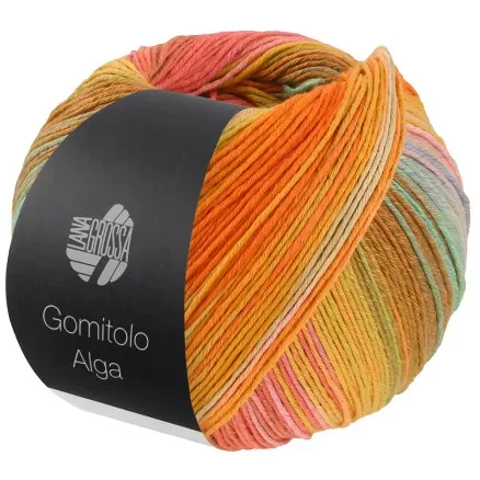 Begränsat antal Lana Grossa Alga Garn 2022 Gulgrön/Gul/Rödorange/Salmon/Vit/Turkos/Ocher/Ljusgrön/Rosa