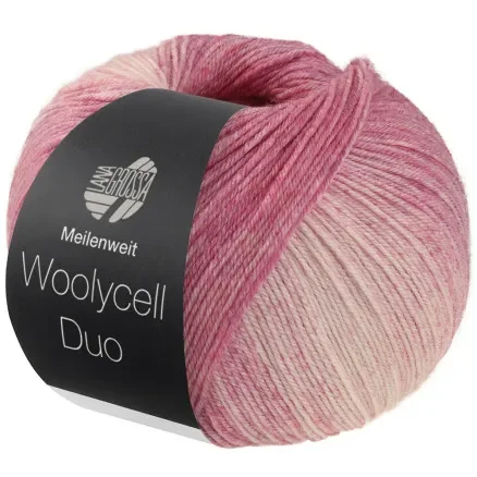 Lana Grossa Meilenweit 100 Woolycell Duo Garn 6002 Violett-fuchsia / Lila / Rosa I lager