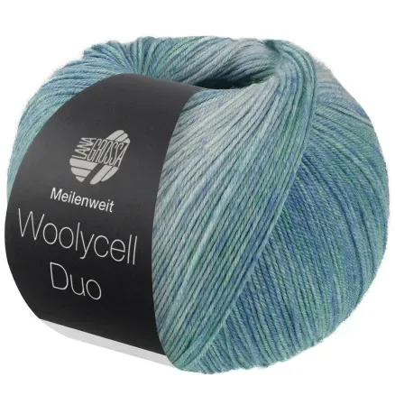Extra rabatt Lana Grossa Meilenweit 100 Woolycell Duo Garn 6006 Turkos Blå / Grön / Ljus Turkos