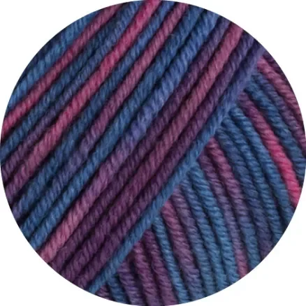 Premium Lana Grossa Garn Cool Wool 837 Duvblå/Pocket/Röd Violett