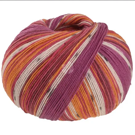 Sista chansen Lana Grossa Meilenweit 100 SETA Giappone Garn 3386 Brun/Fuchsia/Terrakotta Röd/Ecru/Grå/Mandarin/Röd Lila