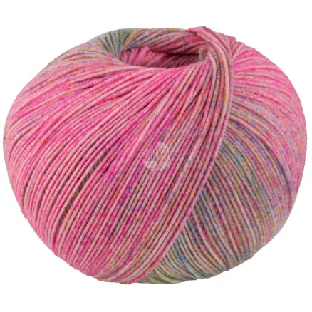 Lana Grossa Meilenweit 100 Merino Ekstrafine Shades Garn 7226 Rosa/Abrikos/Turkos/Ljusgul Lägg i varukorgen