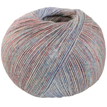 Rabatter Lana Grossa Meilenweit 100 Merino Extrafine Shades Garn 7225 Is/Inky Blue/Turkos/Ljusröd/Ljusgrå