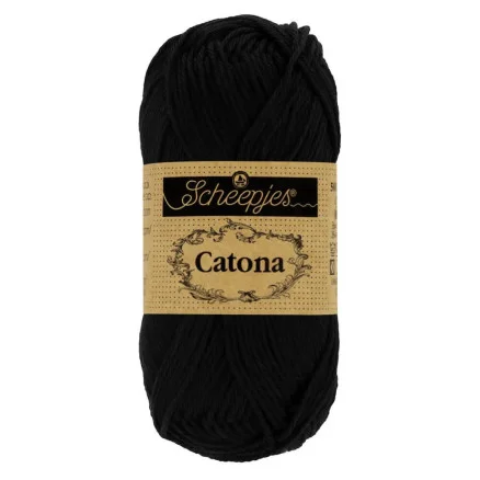Lågt pris Scheepjes Catona Garn 110 Kolsvart – 25g
