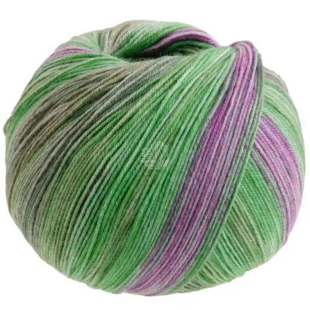 Lana Grossa Meilenweit 100 SETA Piano Garn 3612 Mossgrön/yad/vitgrön/fuchsia Fynd