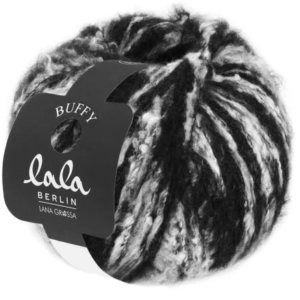 Snabb leverans Lana Grossa Lala Berlin Buffy Garn 12 Svart/Råvit