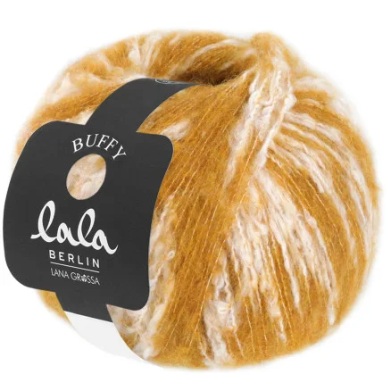 Fri frakt Lana Grossa Lala Berlin Buffy Garn 08 Honungsgul/Råvit