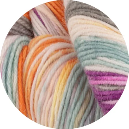 Premium Lana Grossa Meilenweit 100 Merino Handfärgat Rainbow Garn 7015