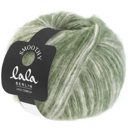 Lana Grossa Lala Berlin Smoothy Garn 08 Ljusgrå/Resedagrön Utförsäljning