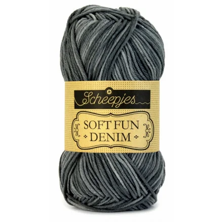 Fynd Scheepjes Softfun Denim Garn Print 502 Mörkgrå