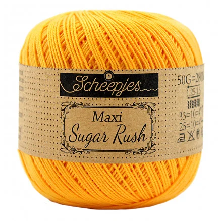 Premium Scheepjes Maxi Sugar Rush Garn Unicolor 208 Yellow Gold