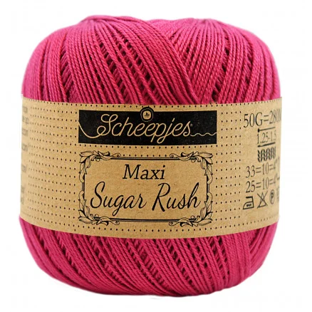 Nyhet Scheepjes Maxi Sugar Rush Garn Unicolor 413 Cherry
