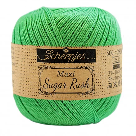 Populär Scheepjes Maxi Sugar Rush Garn Unicolor 389 Apple Green
