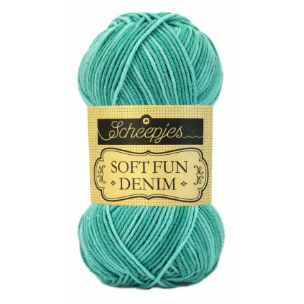 Populärt val Scheepjes Softfun Denim Garn Print 517 Sjögrön